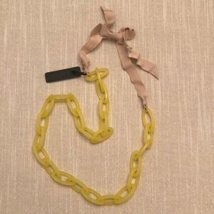J. Crew Acetate and Grosgrain Ribbon Statement Necklace Yellow